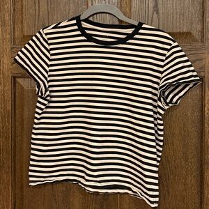 Everlane Black and Cream Striped Tee